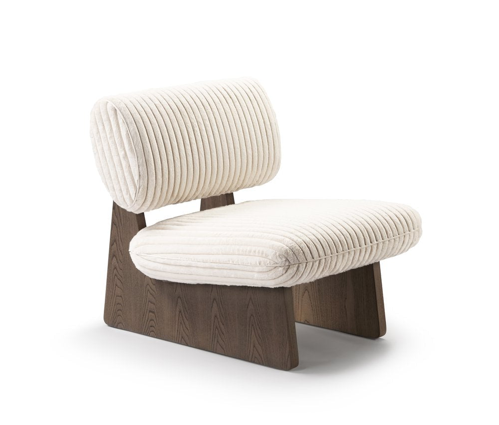 37" White and Ash Faux Fur Lounge Slipper Chair