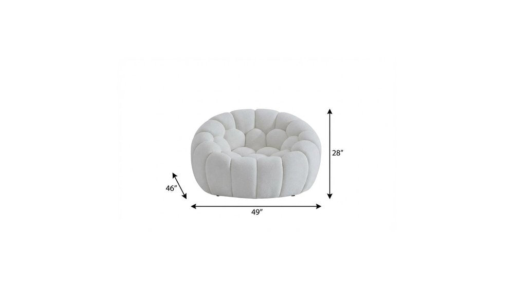 49" White Tufted Bouclé Curved Bubble Chair