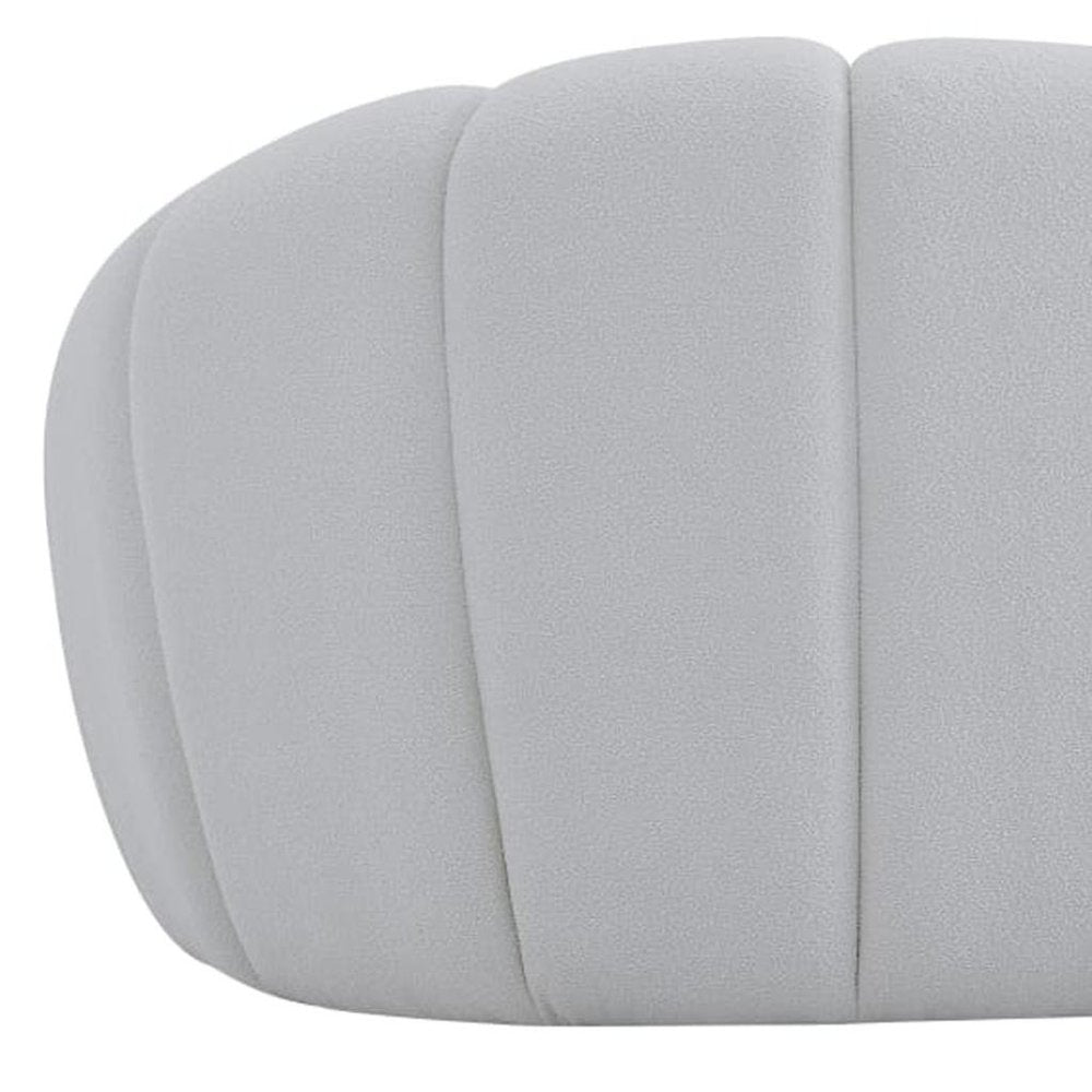 49" White Tufted Bouclé Curved Bubble Chair