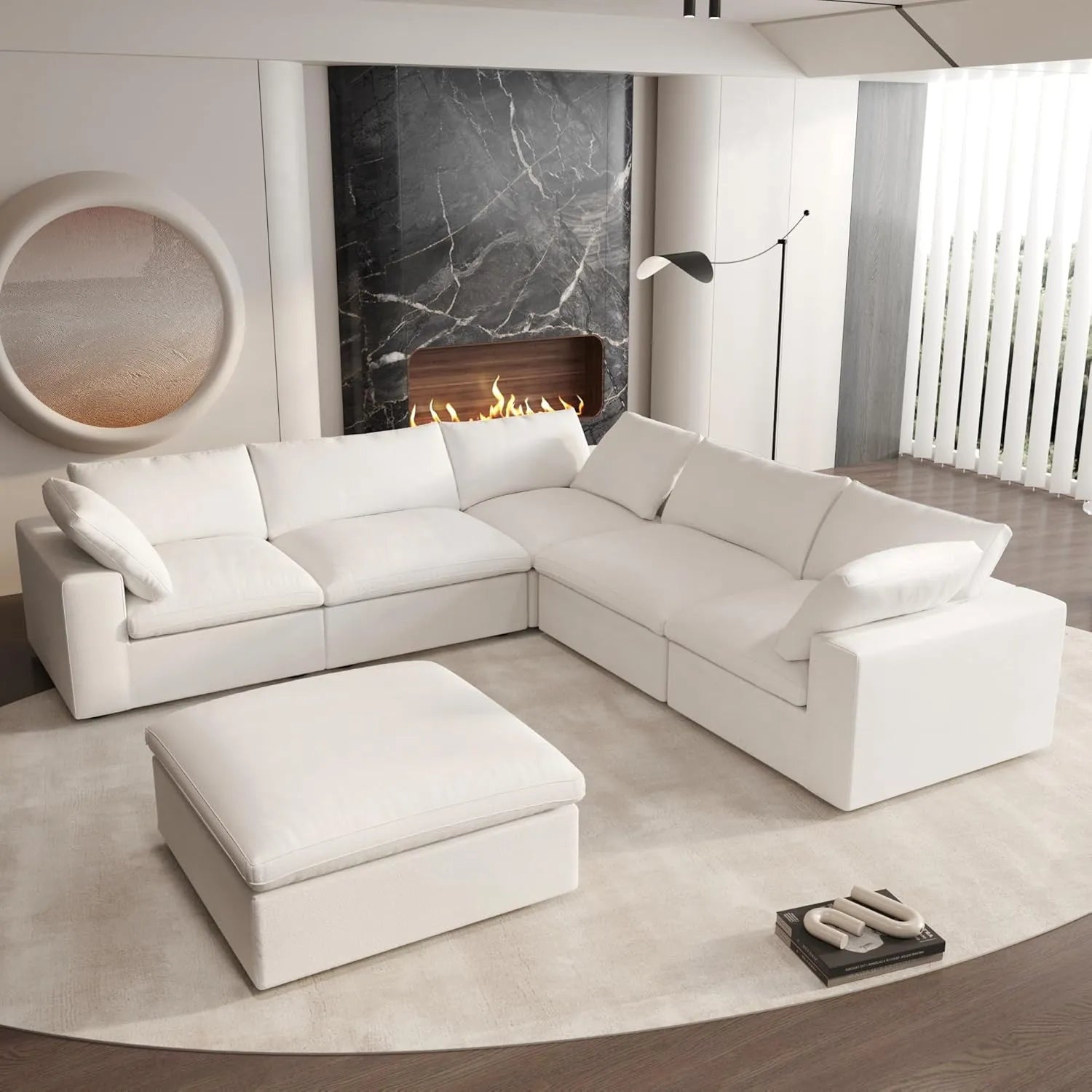 6 pc. 120" Modular Linen Corner Sectional