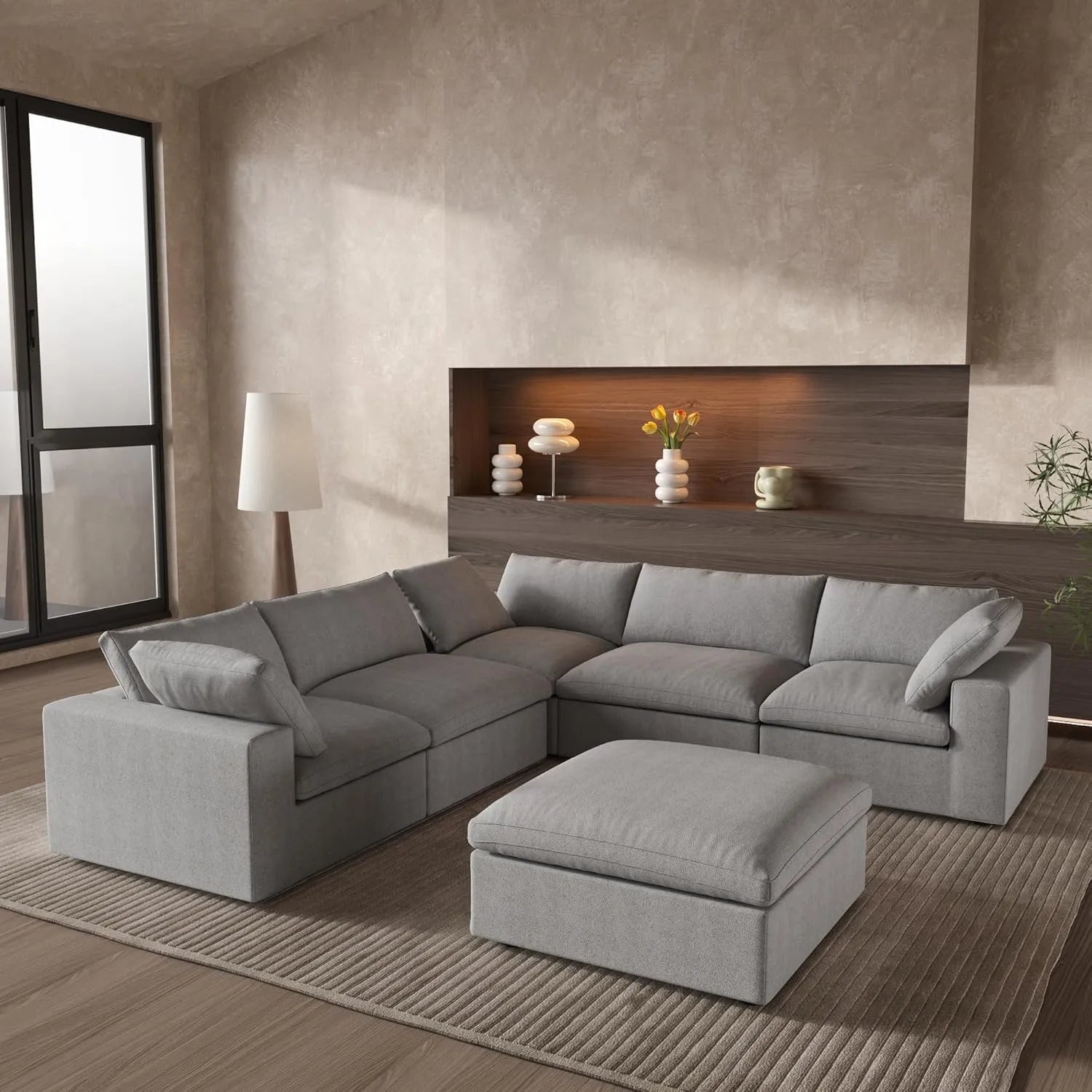 6 pc. 120" Modular Linen Corner Sectional