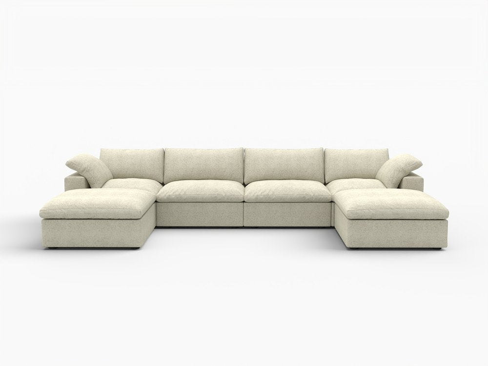 160" Linen Blend Modular U-Sectional Sofa