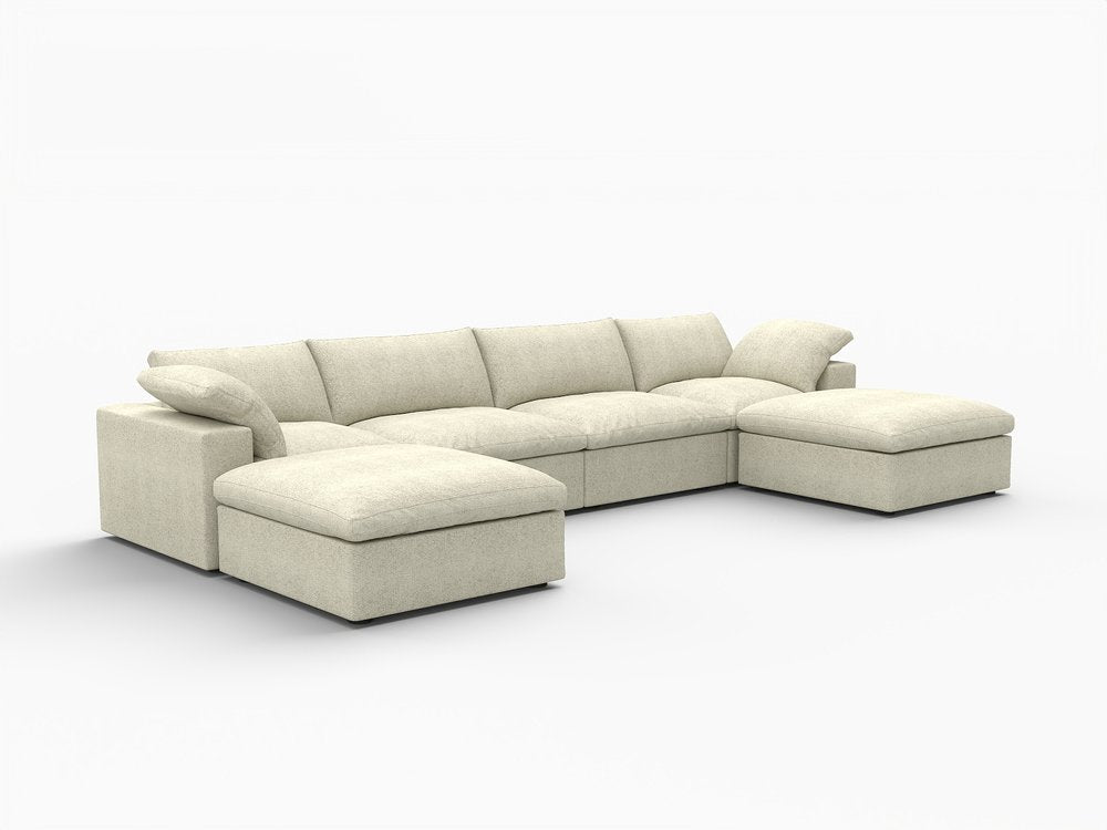 160" Linen Blend Modular U-Sectional Sofa