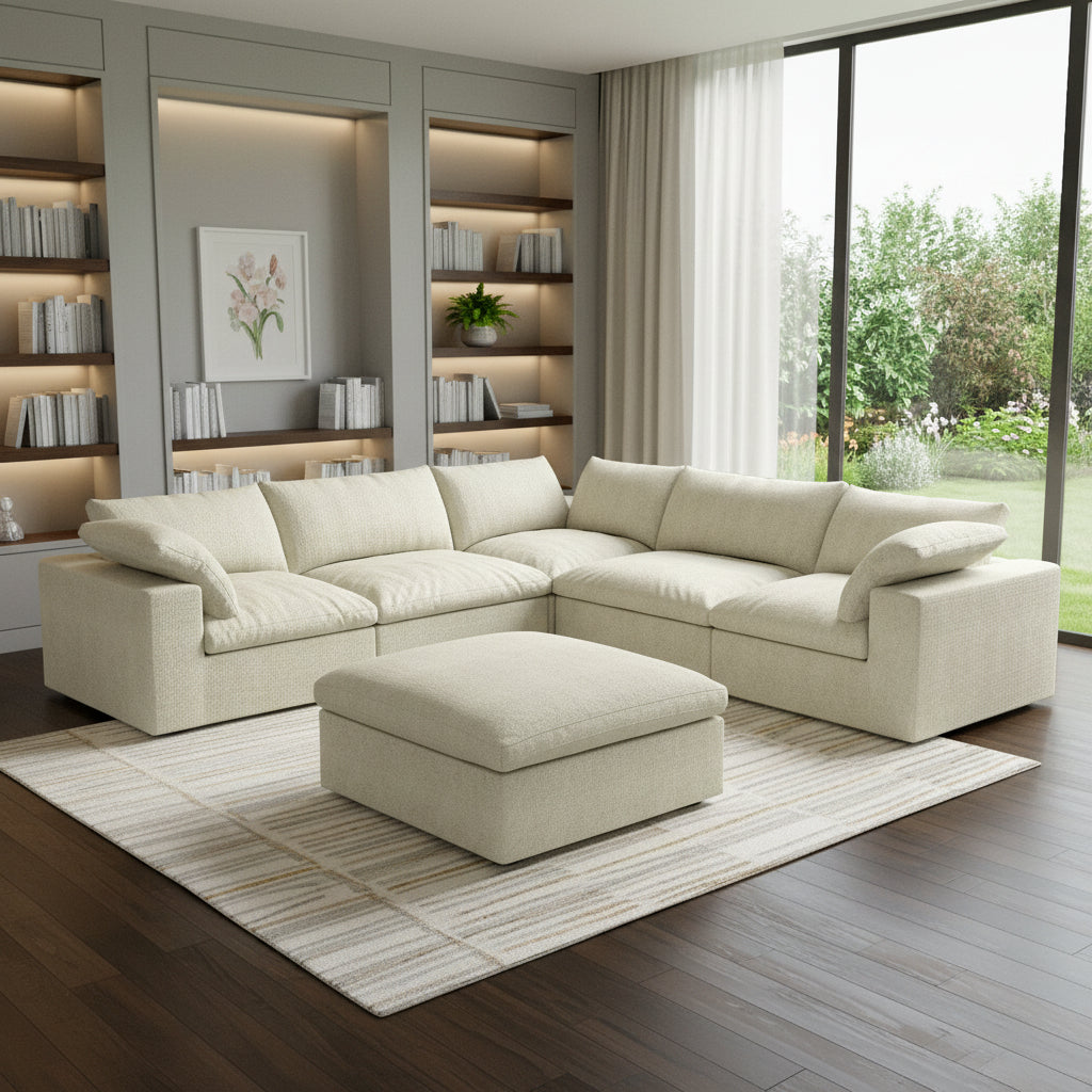 6 pc. 120" Modular Linen Corner Sectional
