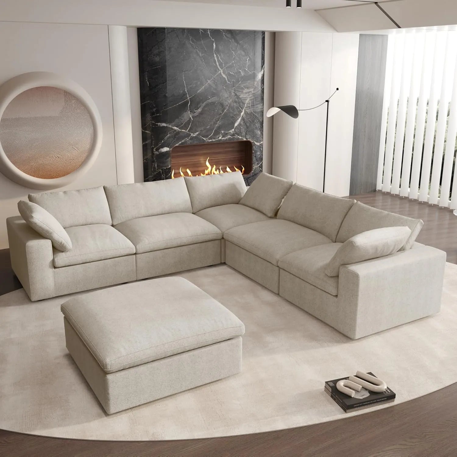 6 pc. 120" Modular Linen Corner Sectional