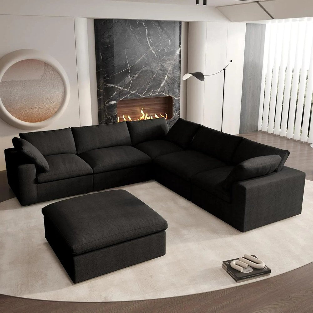 6 pc. 120" Modular Linen Corner Sectional