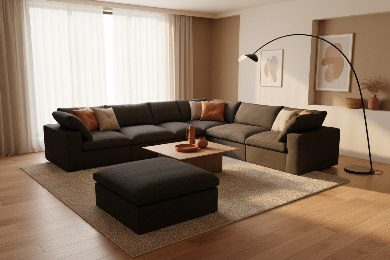 6 pc. 120" Modular Linen Corner Sectional