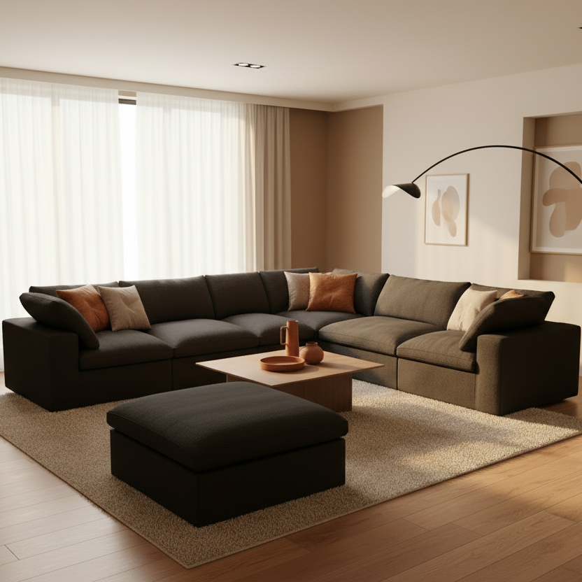 6 pc. 120" Modular Linen Corner Sectional