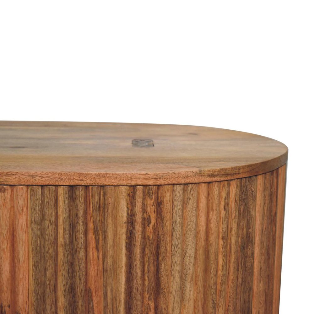 33" Fluted Wood Oval Coffee Table with Storage