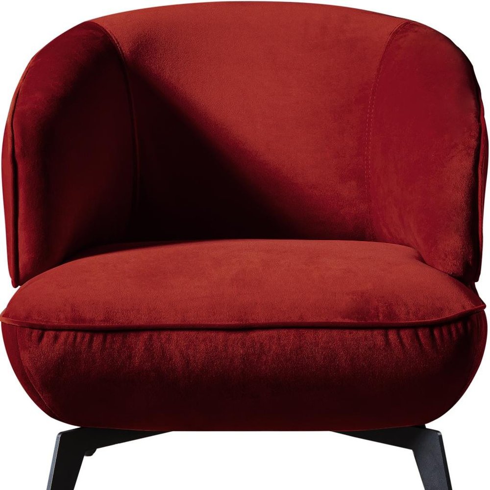 25" Red and Black Velvet Lounge Chair