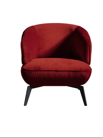 25" Red and Black Velvet Lounge Chair