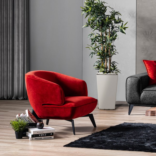 25" Velvet Deco Barrel Chair