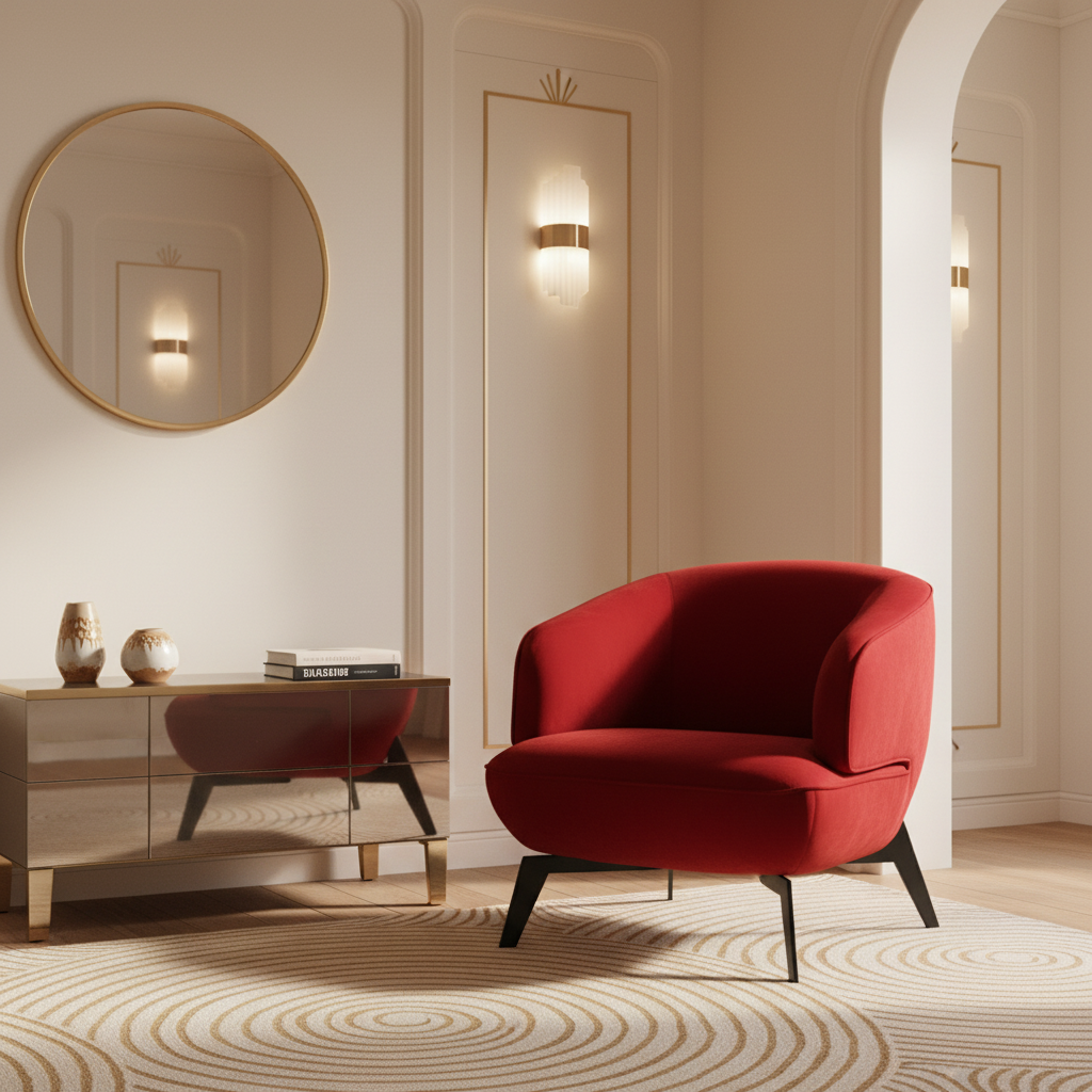 25" Velvet Deco Barrel Chair