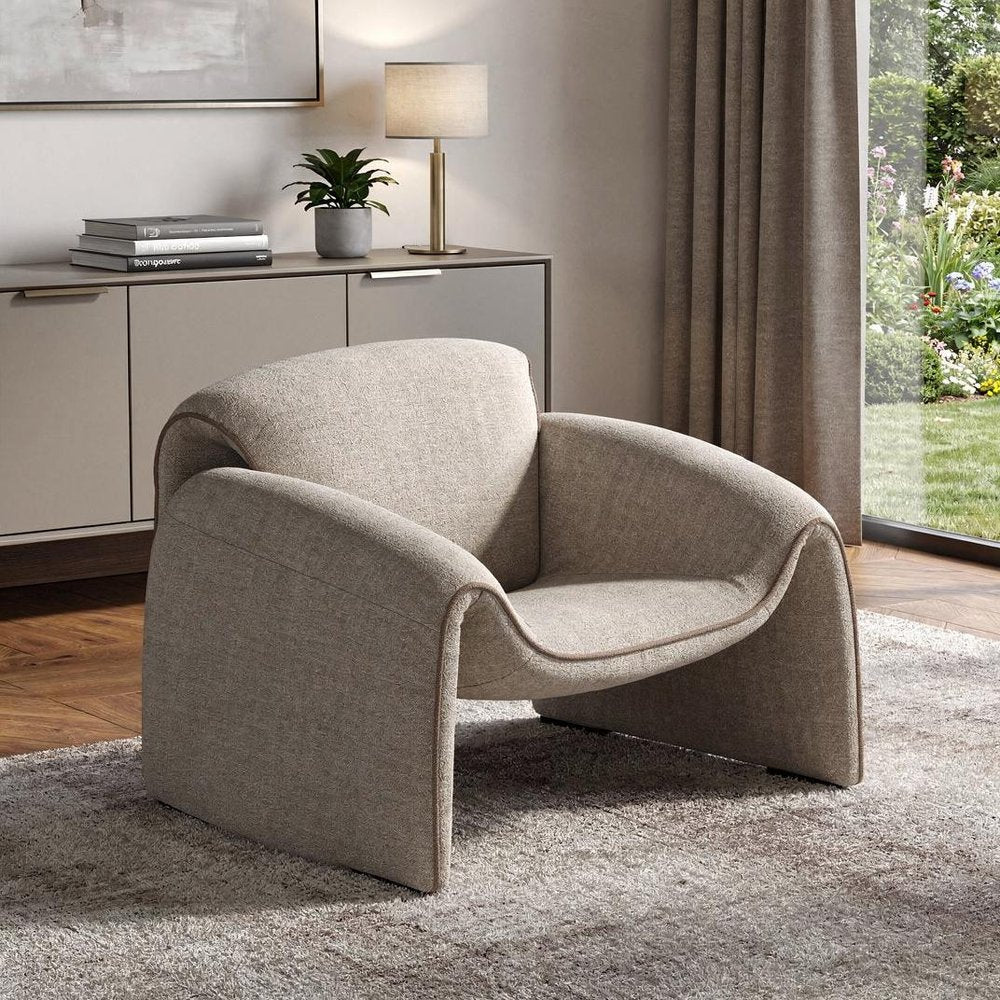 39" Taupe Bouclé Floating Lounge Chair