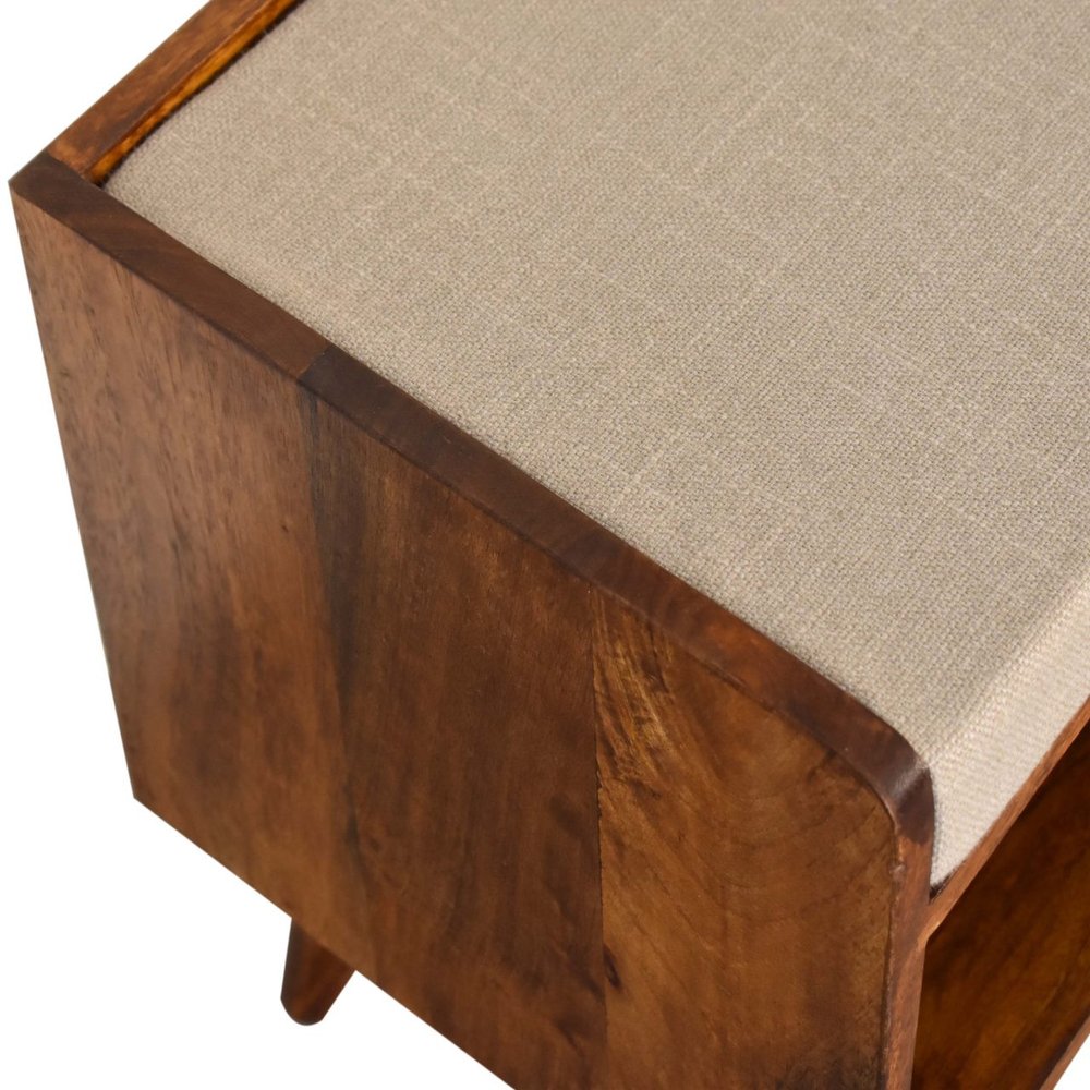 35" Brown Mid-Century Foyer Bench