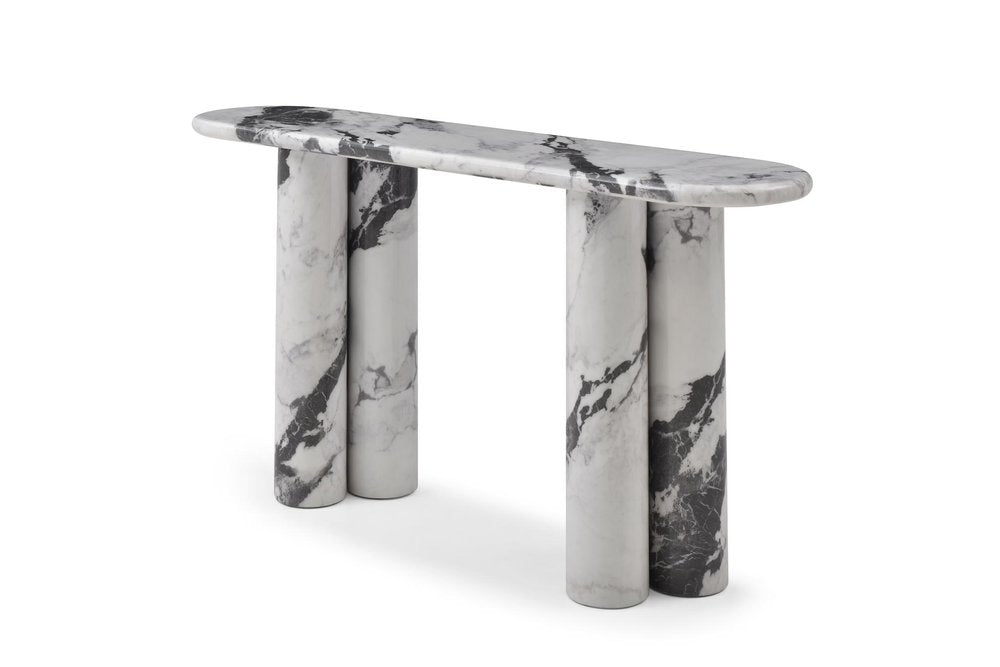 60" Marble Cluster Pedestal Console Table