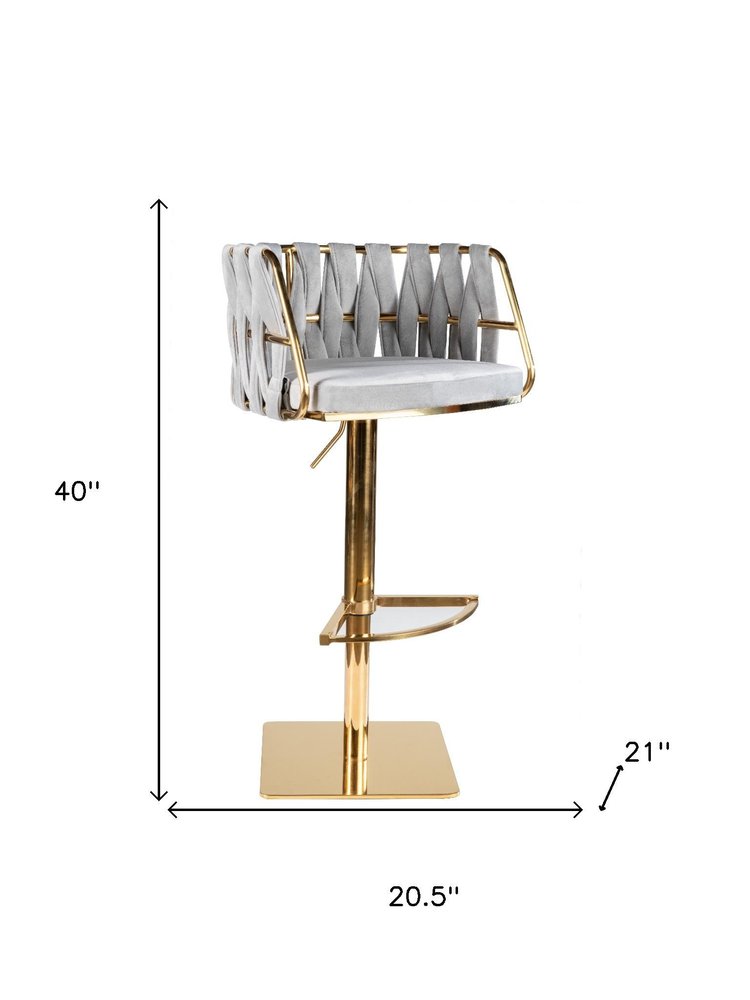 40" Woven Velvet Swivel Barrel Barstool