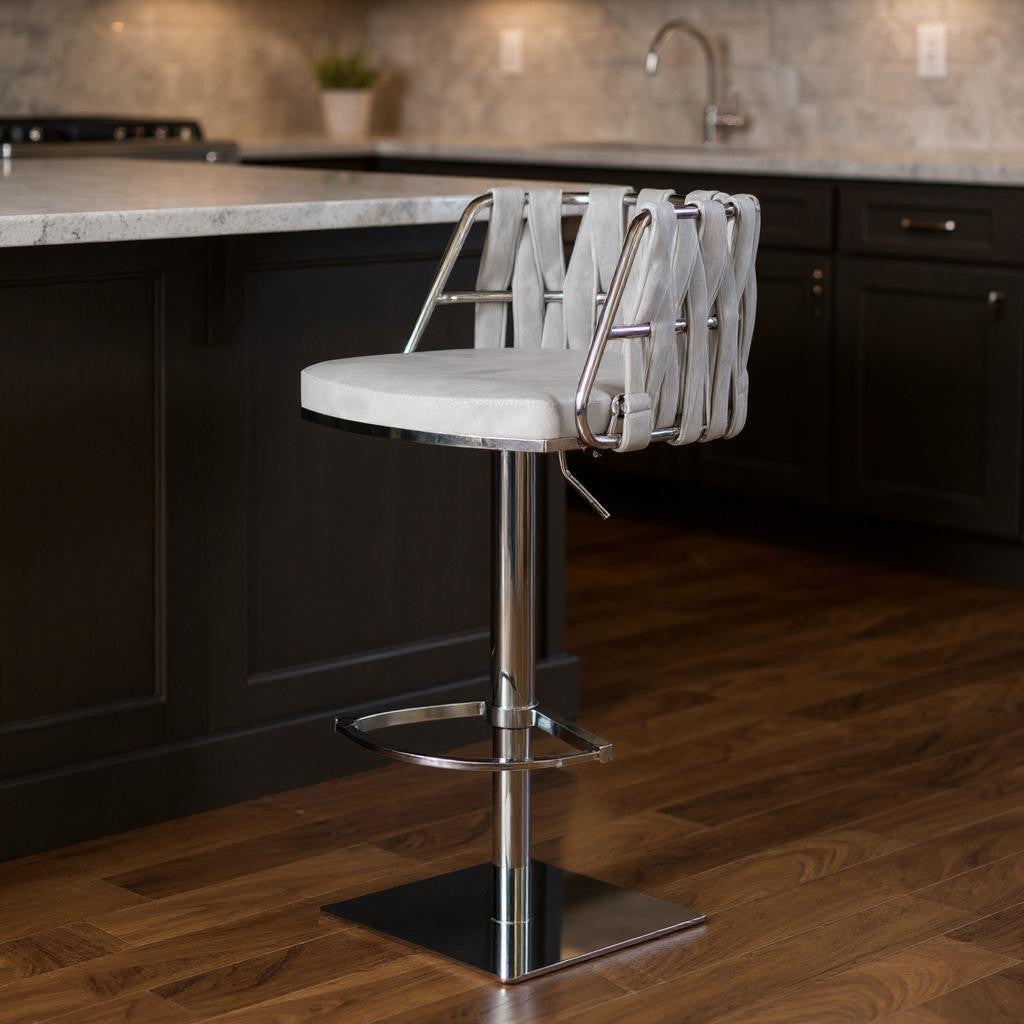 40" Woven Velvet Swivel Barrel Barstool