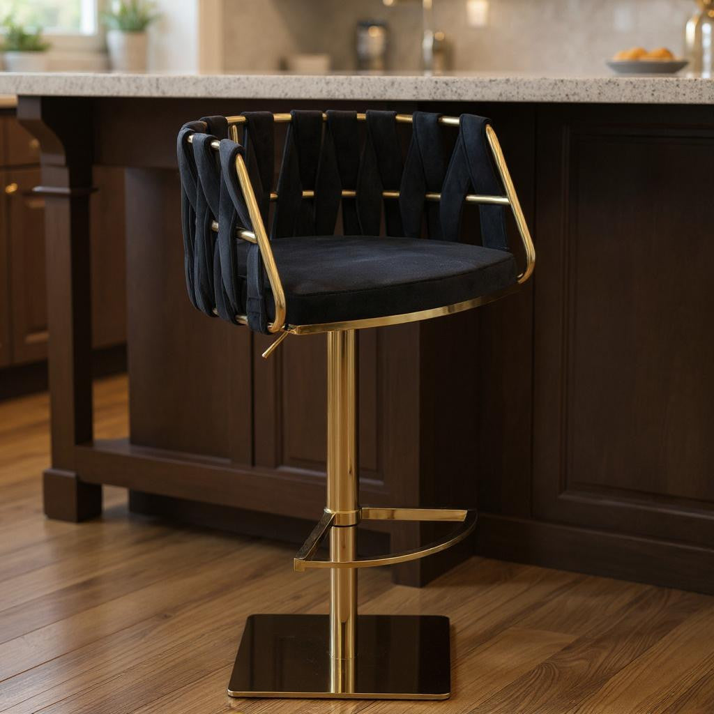 40" Woven Velvet Swivel Barrel Barstool