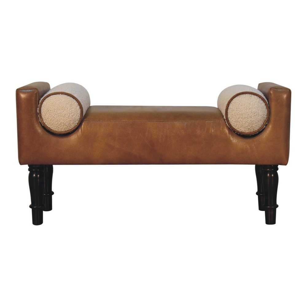 36" Walnut and Leather Chester Bench
