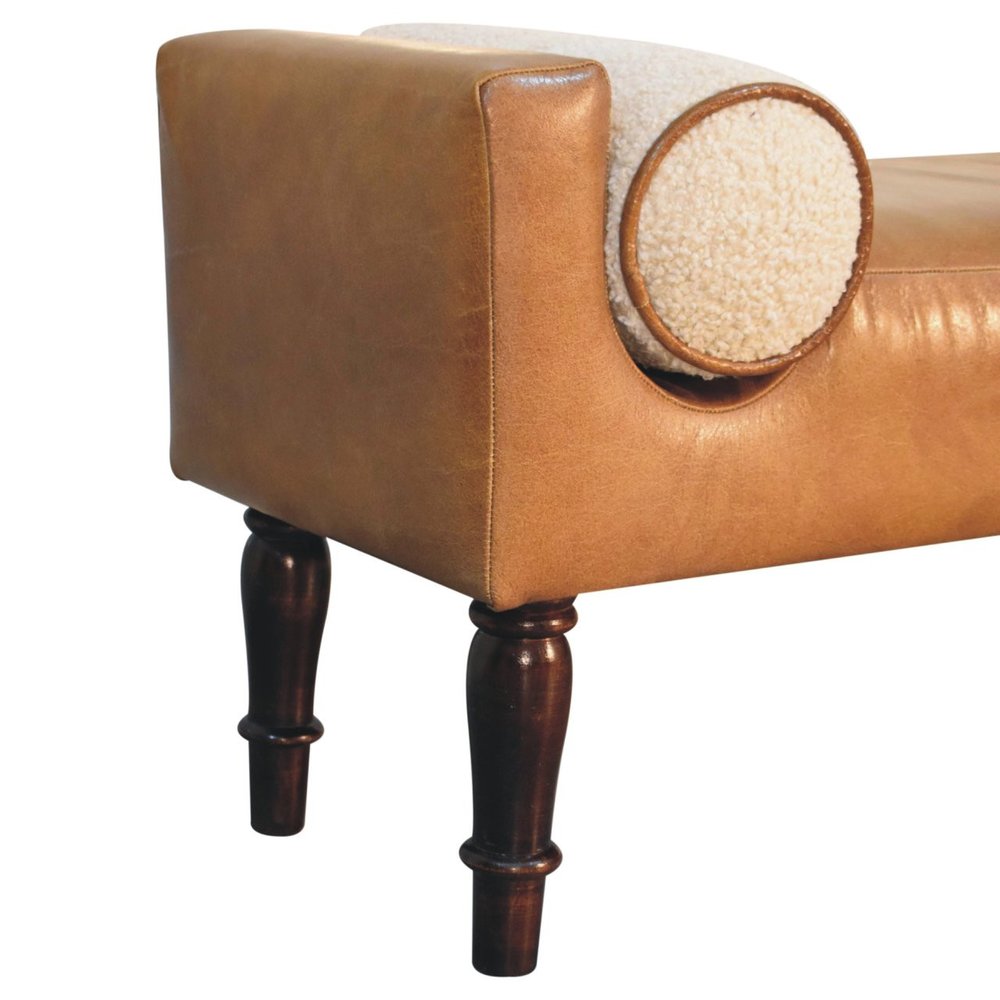 36" Walnut and Leather Chester Bench