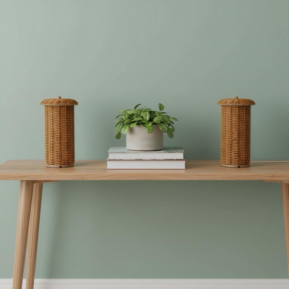 Set of Two 10" Brown Mushroom Table Lamp with USB Port