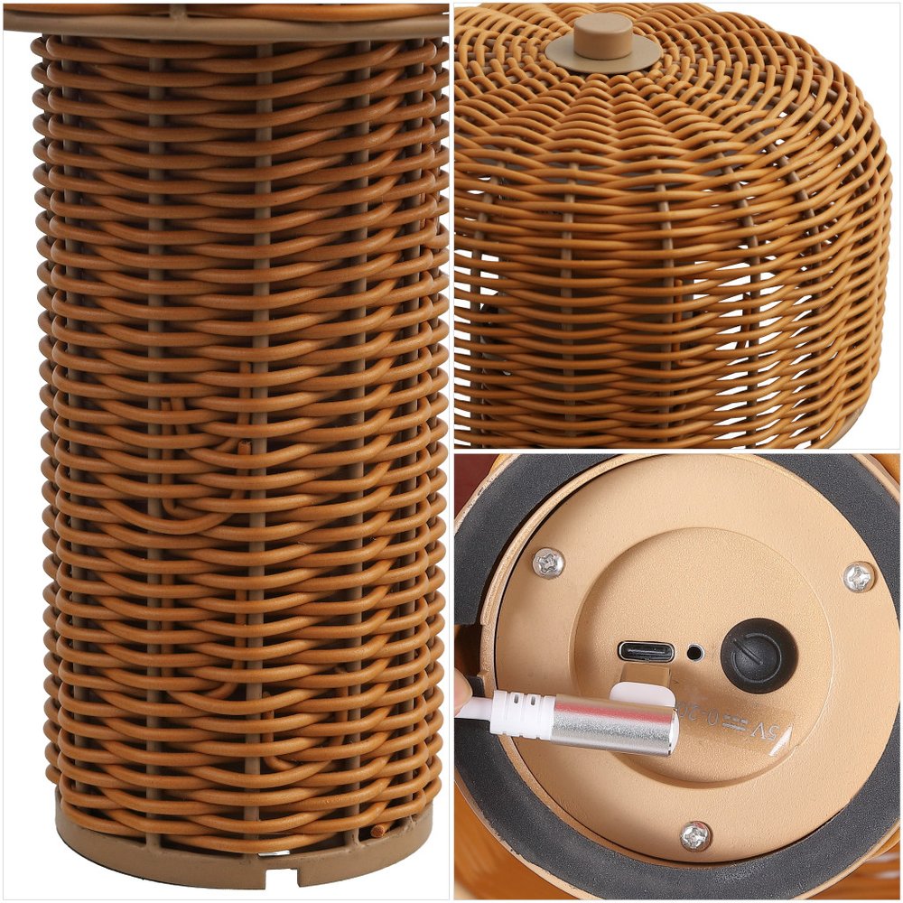 Set of Two 10" Brown Mushroom Table Lamp with USB Port