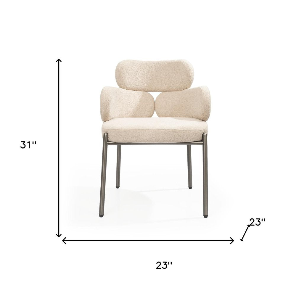 23" Beige Bouclé Modern Wingback Dining Chair