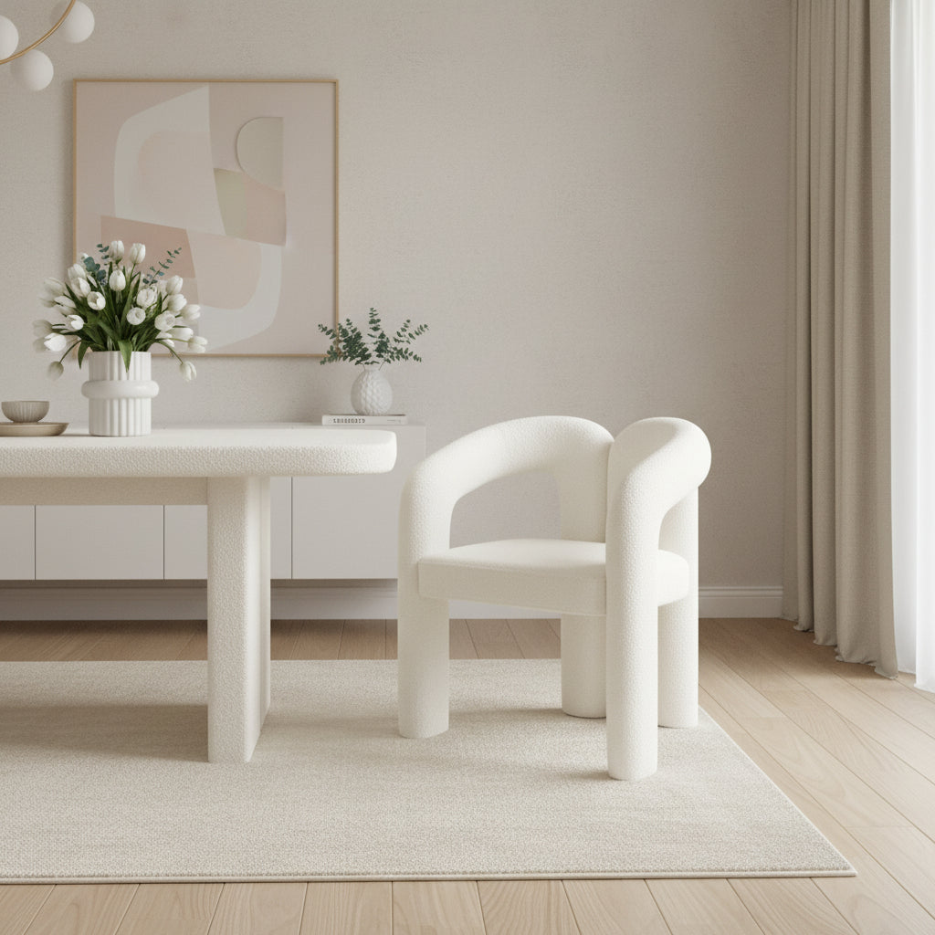 Bouclé Open Back Dining Chair