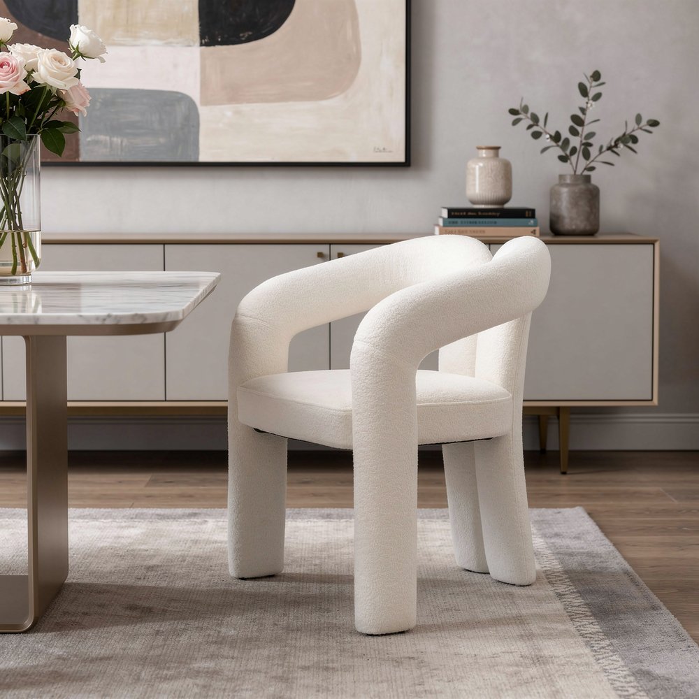 Bouclé Open Back Dining Chair