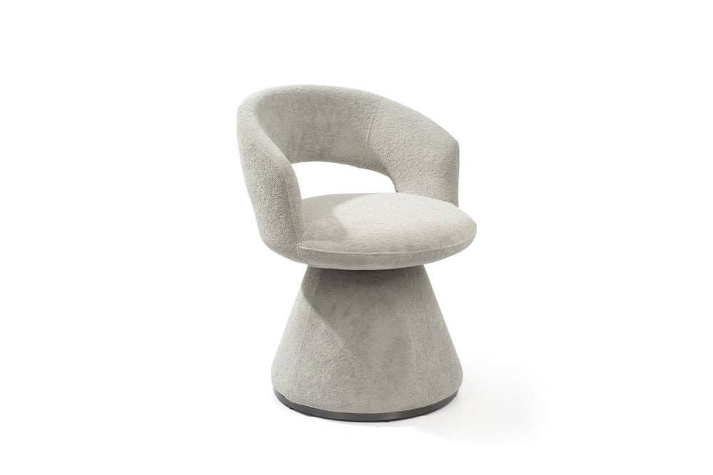 23" Gray Bouclé Open Barrel Dining Chair