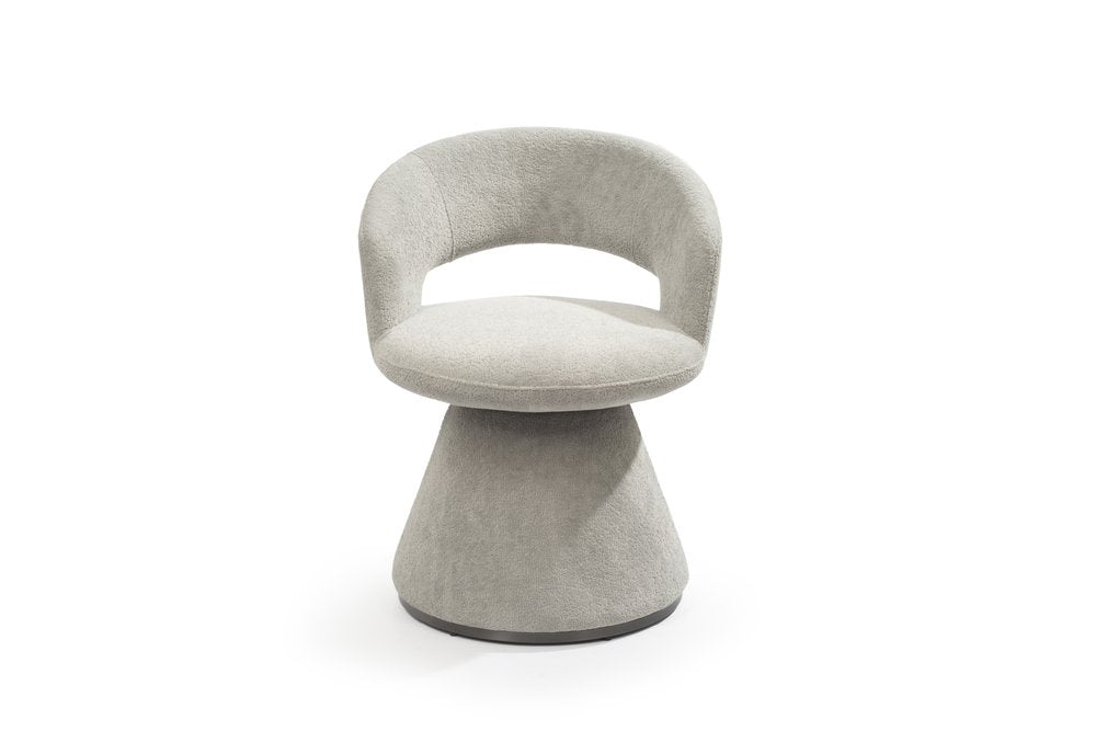 23" Gray Bouclé Open Barrel Dining Chair