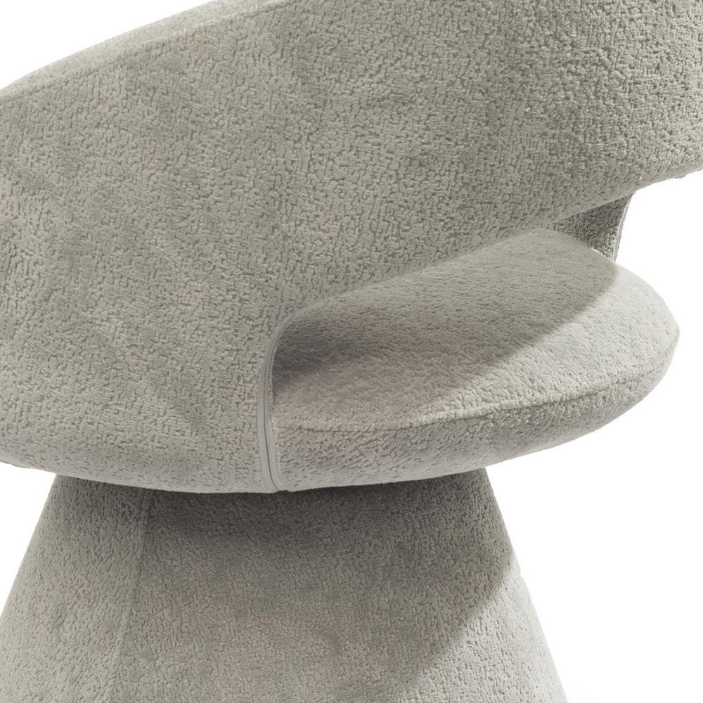 23" Gray Bouclé Open Barrel Dining Chair