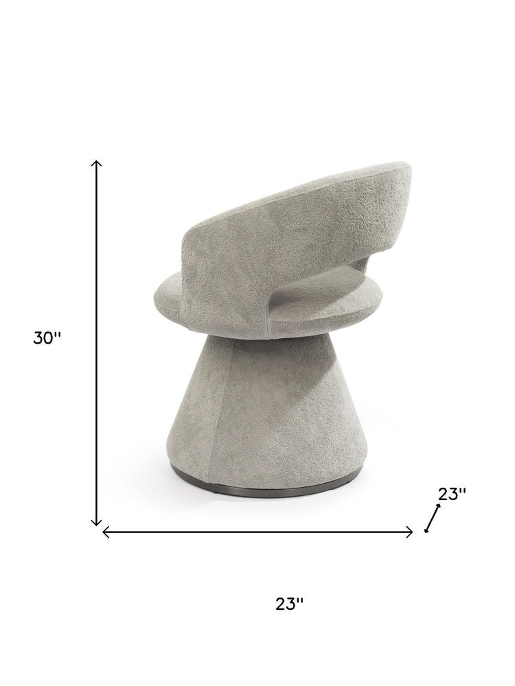 23" Gray Bouclé Open Barrel Dining Chair