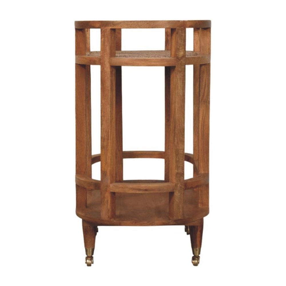 35" Brown Mid-Century Console Table with Wheels