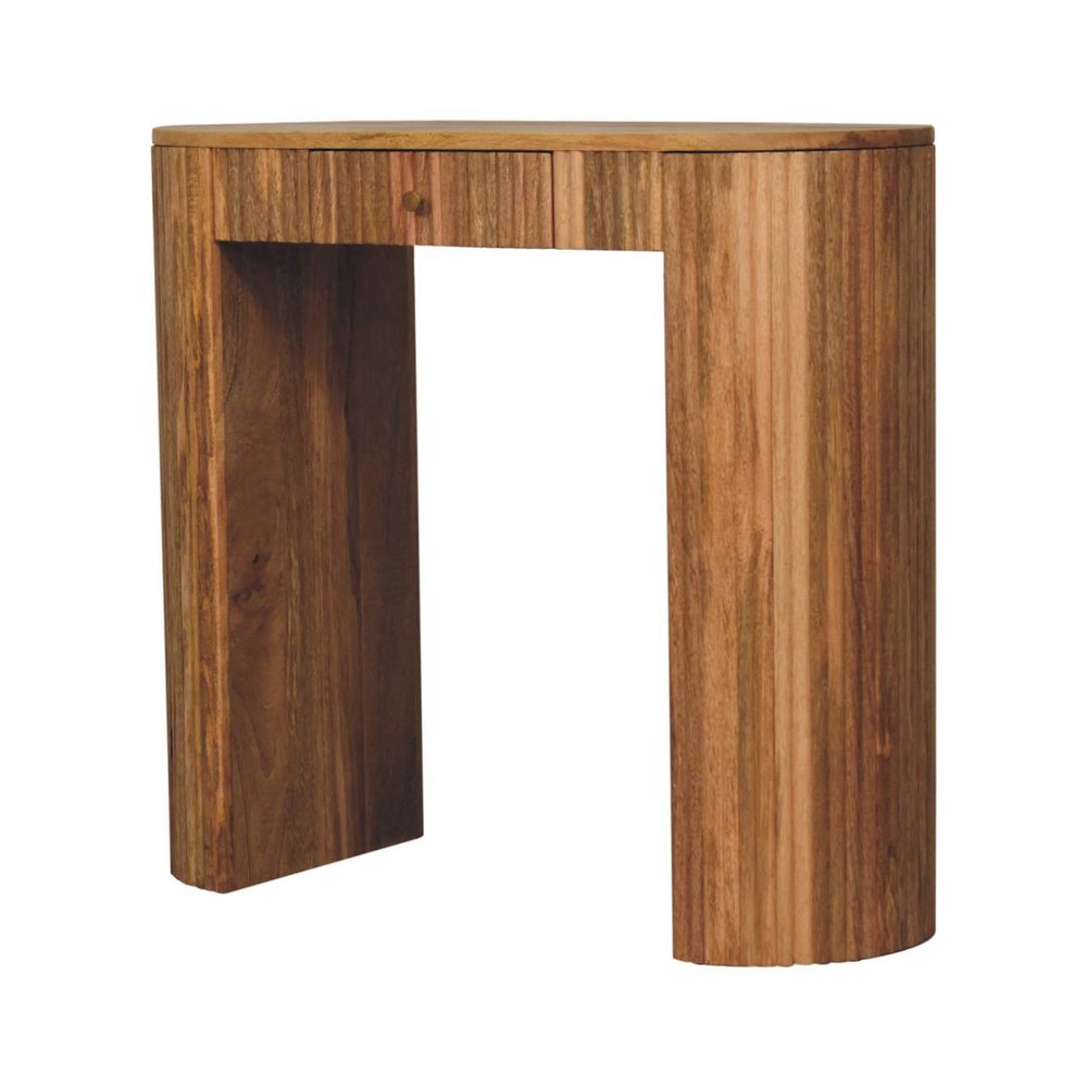 35" Brown Rectangle Textured Wood Console Table