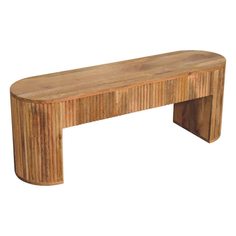 49" Oval Oak Wood Fluted Console Table