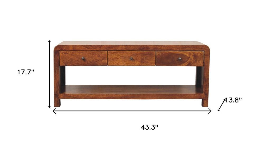 43" Brown 3 Drawer Open Entertainment Stand