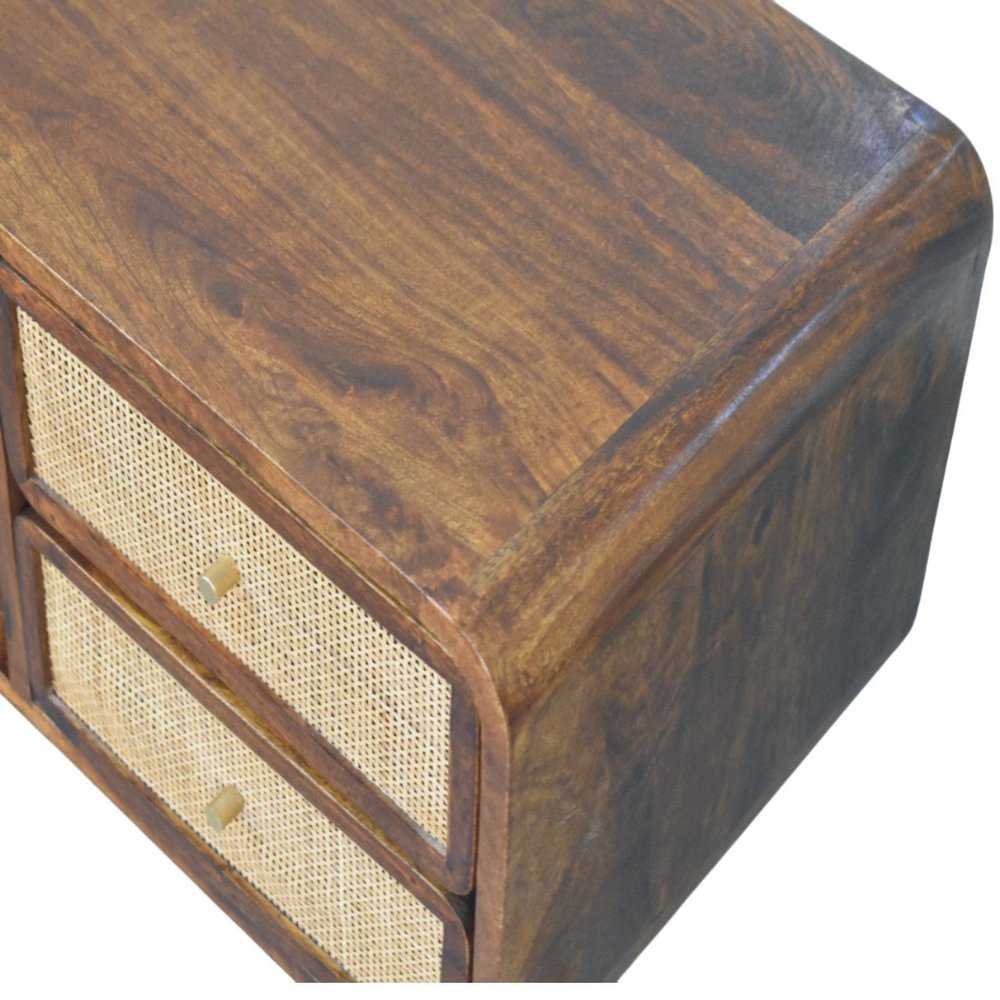 43" Brown Wood and Rattan Ball Leg Entertainment Console