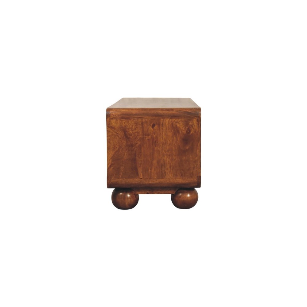 43" Brown Wood and Rattan Ball Leg Entertainment Console