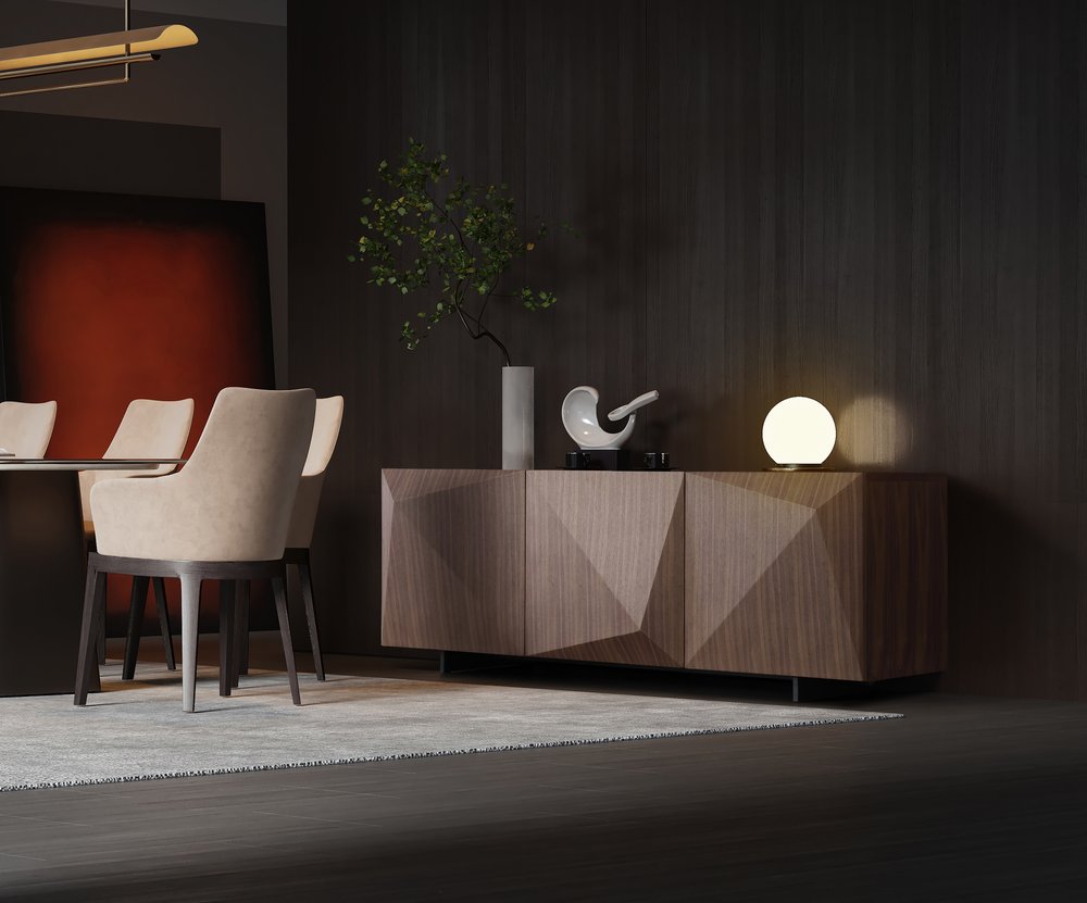 87" Brown Jagged Sideboard