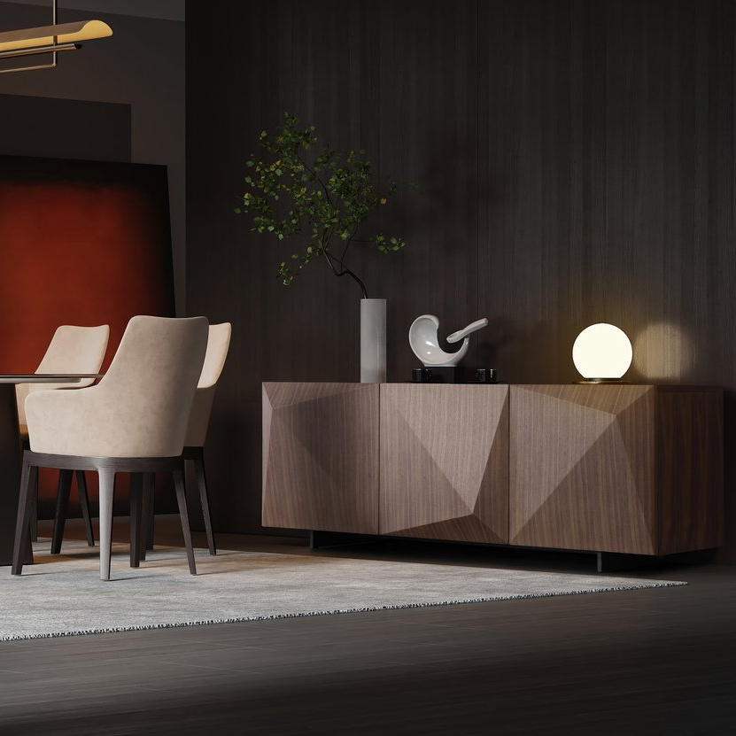 87" Brown Jagged Sideboard