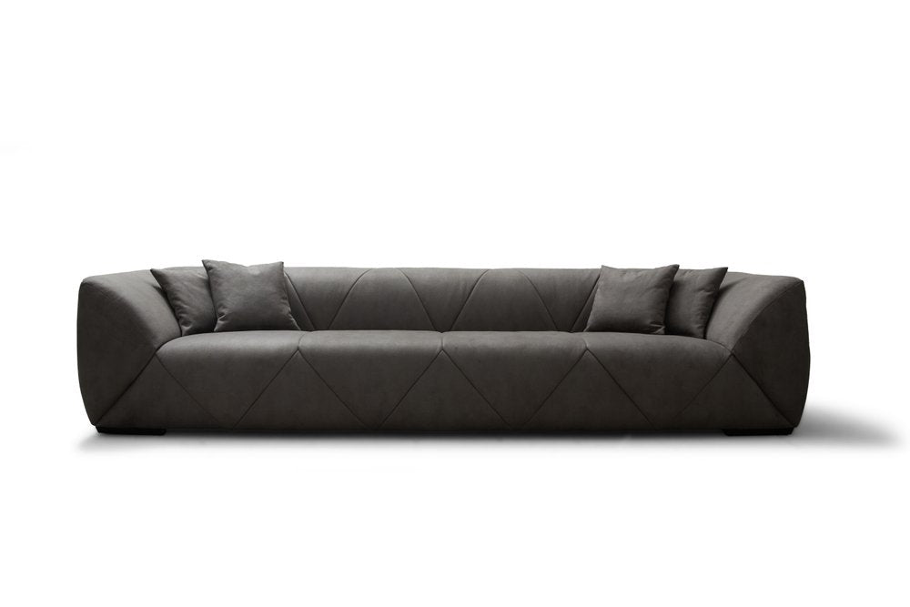 126" Gray Nubuck Leather Modern Sofa