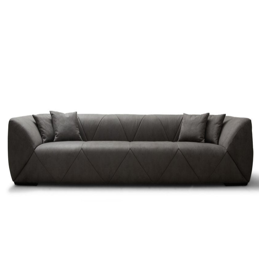 126" Gray Nubuck Leather Modern Sofa