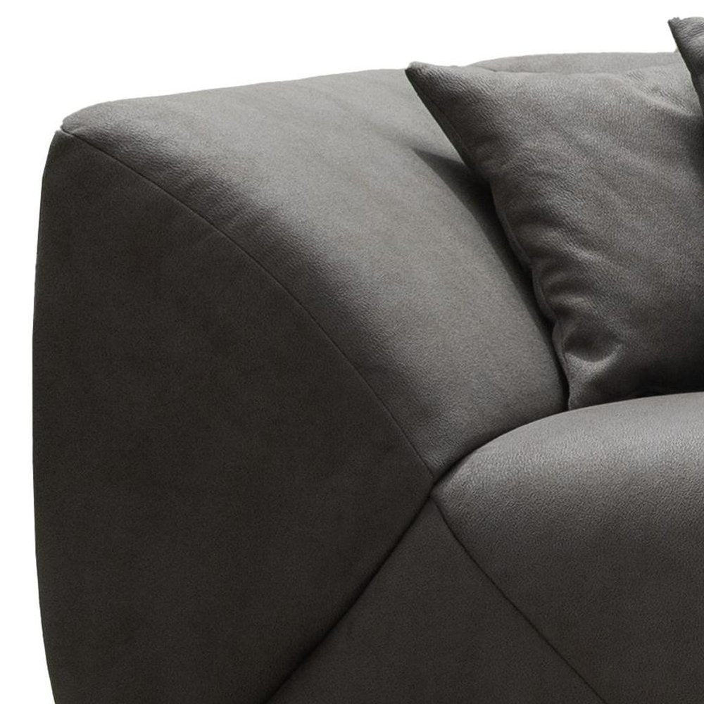 126" Gray Nubuck Leather Modern Sofa