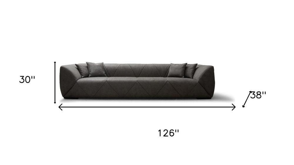 126" Gray Nubuck Leather Modern Sofa