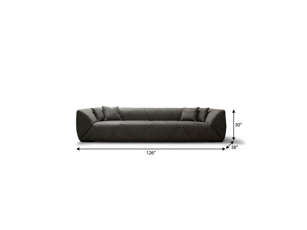 126" Dark Gray Nubuck Leather Sectional Sofa