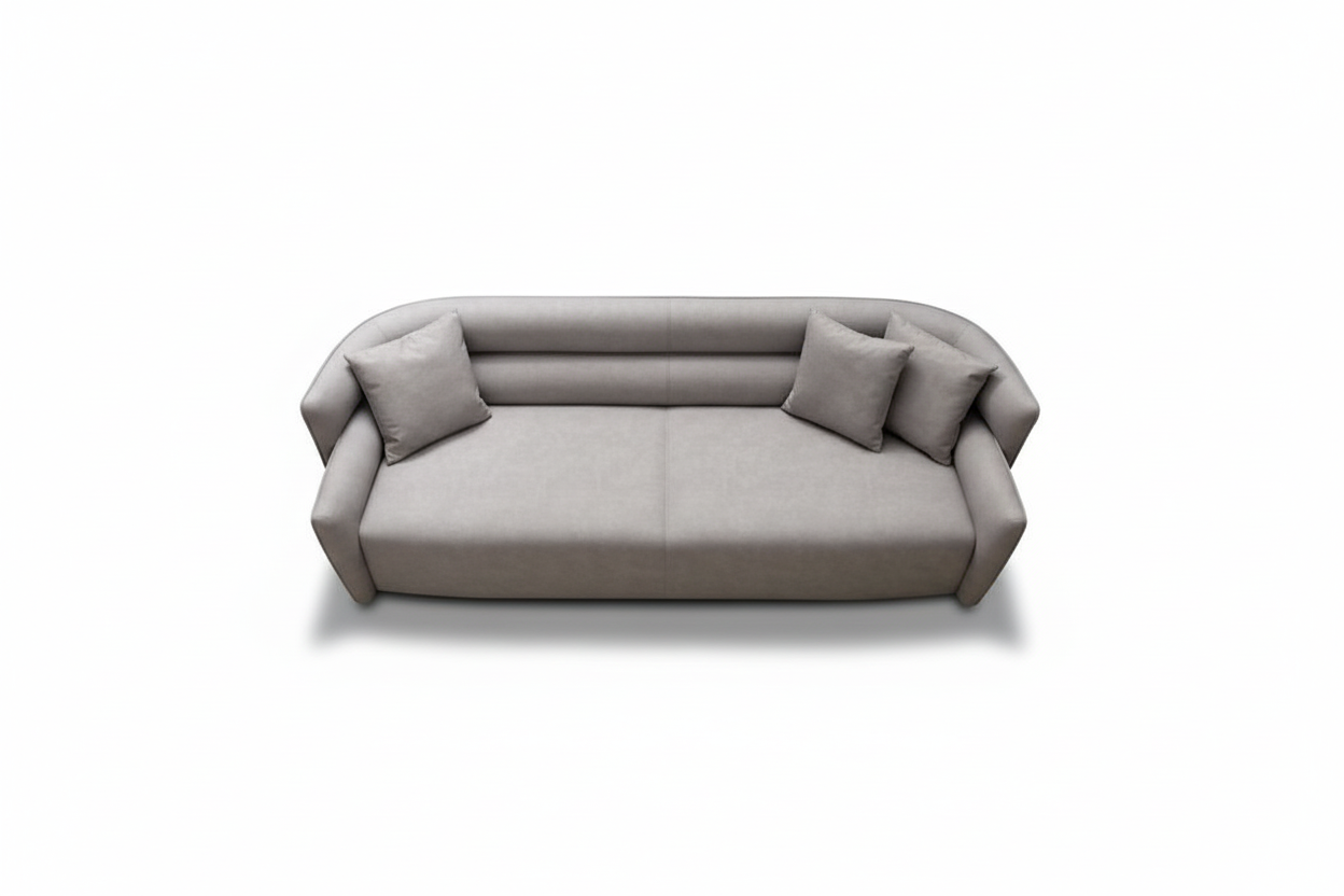 100" Gray Nubuck Leather Boss Sofa