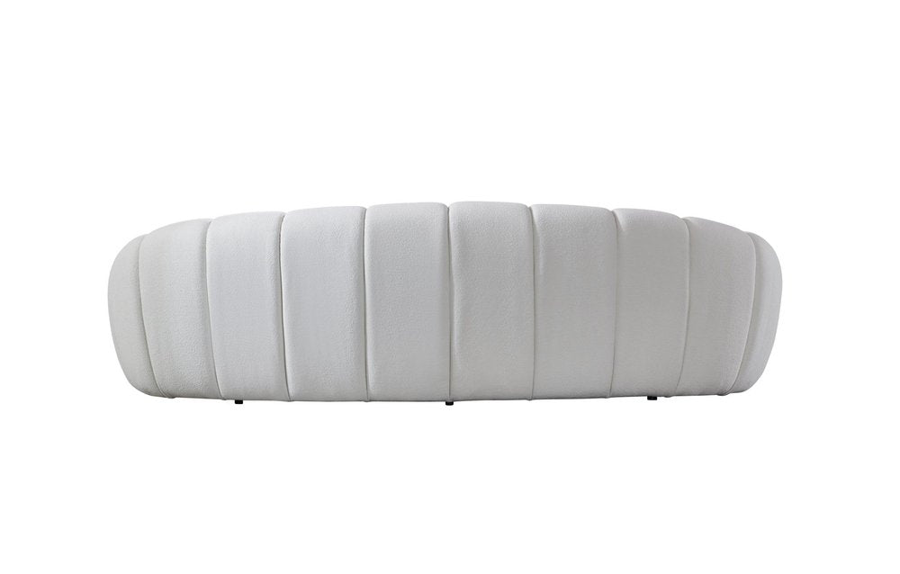 105" White Tufted Bouclé Curved Bubble Sofa