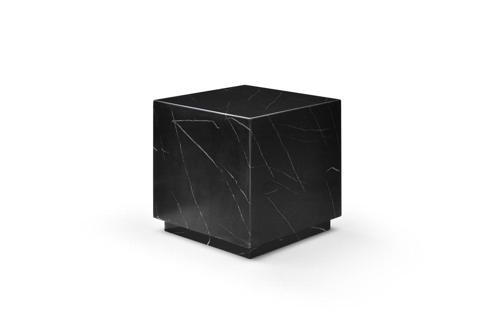 20" Black Marble Square Block End Table